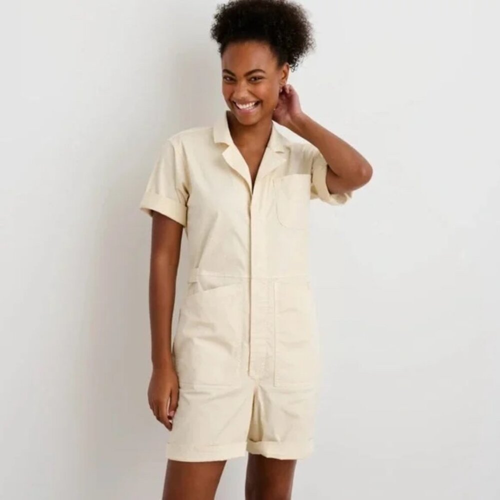 Alex Mill Standard Short Jumpsuit in Oatmilk Size L